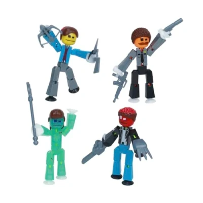 Image of StikBot Zombie Pack of 4 Printed StikBots with Accessories Collectible Action Figures and Accessories, Stop Motion Animation, Ages Up