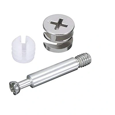 Image of Furniture Cam Fitting with Dowel and Pre Inserted Nut 10 Pack(Plastic Expansion)