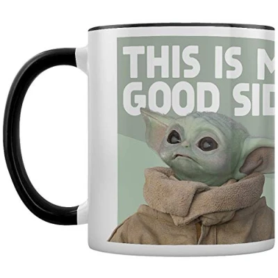 Image of Pyramid MGC25850 Disney Star Wars The Mandalorian (Good Side) Black Coloured Inner Tea and Coffee Mug, Ceramic White