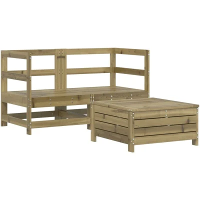 Image of vidaXL 3 Piece Garden Sofa Set Impregnated Wood Pine