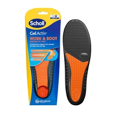 Image of Scholl GelActiv Work &amp; Boot Insoles for Men, All Day Comfort at Work, Shock Absorption and Cushioning with GelWave Technology, UK Size 7 12