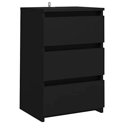 Image of vidaXL Bed Cabinet Home Bedroom Living Room Furniture Bedside Side Storage Space Nightstand Table Chipboard 40x35x62.5 cm Black