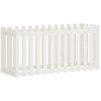 Image of vidaXL Garden Raised Bed with Fence Design White 150x50x70 cm Solid Wood Pine
