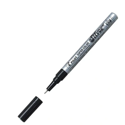 Image of Pilot Super Colour Extra Fine Marker Bullet 1.0 mm Tip Silver, Box of 12