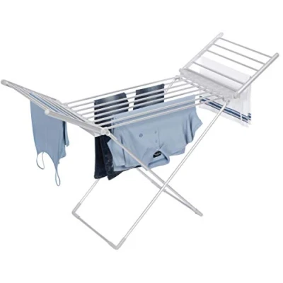 Image of Daewoo HEA1874 Foldable Portable Heated Clothes Airer 230W, 15kg Max Load, 1.4m Cable, Low Running Costs and Folded Wings White, Aluminium