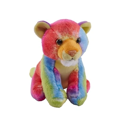Image of Wild Republic Pocketkins Eco Rainbow Tiger, Stuffed Animal, 5 Inches, Plush Toy, Made from Recycled Materials, Friendly