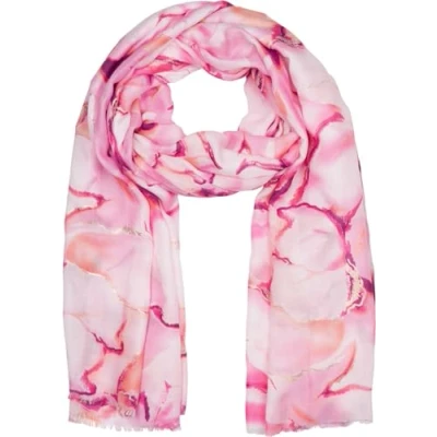 Image of styleBREAKER women&#039;s scarf with watercolor marble pattern and metallic accents, lightweight cloth in pastel tones, stole 01016229, Colour:Pink