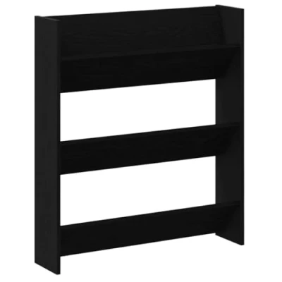 Image of vidaXL wall shoe cabinet black oak engineered wood space saving hallway storage 80x18x90 cm modern durable sleek design