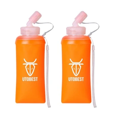 Image of UTOBEST Soft Flask TPU, Collapsible Water Bottle Foldable for Hydration Pack, Hiking Cycling Climbing Jogging Marathon, 550ML
