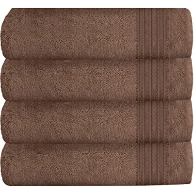 Image of GC GAVENO CAVAILIA Bath Towels Set of 4 Extra Large Bathroom Sets 100% Ringspun Cotton Towel Highly Absorbent &amp; Quick Dry Spa Natural