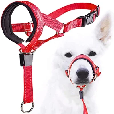 Image of Dog Head Collar,No Pull Collar,Durable Training Collar,Head Halter Collar for Dog,Stops Heavy Pulling and Easy Control on Walks,Adjustable(3 Color/4 Sizes) (Medium,Red)