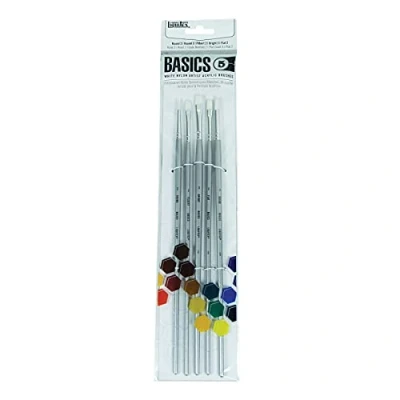 Image of Liquitex Paintbrush Set, Nylon, White, 5 Pack