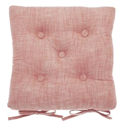 Image of Walton &amp; Co Terracotta Blush Chambray Seat Pad with Ties