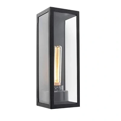 Image of Qazqa Outdoor Modern Rectangle Wall Lamp I Light Black IP44 Rotterdam Long Garden Suitable for LED E27 1 Aluminium
