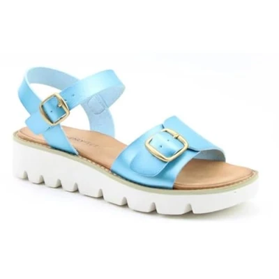 Image of Heavenly Feet Trudy Sandal (Turquoise Metallic, UK Footwear Size System, Adult, Women, Numeric, Medium, 7)