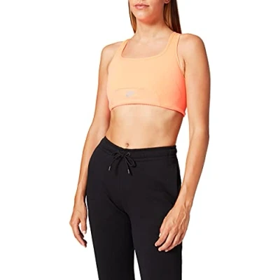 Image of Nike CZ7213 854 Swoosh AIR Bra Sports Womens Bright Mango/Bright Mango/(Reflective silv) XS