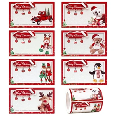 Image of 250pcs Christmas Sticky Labels Gift Stickers Adhesive for Presents Cute Xmas Tags Easy to Write
