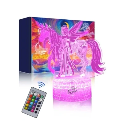 Image of Nice Dream Unicorn Night Light for Kids, 3D Lamp, 16 Colors Changes with Remote Control, Room Decor, Ideal Gifts Children Girls