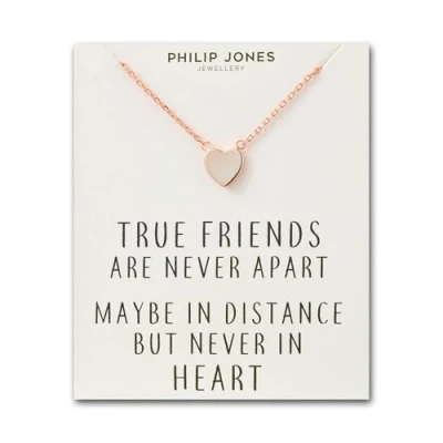 Image of Philip Jones Rose Gold Plated Heart Necklace with Quote Card