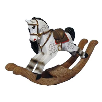 Image of Melody Jane Dolls House White Rocking Horse Old Fashioned Nursery Toy Shop Accessory
