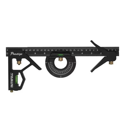 Image of Faithfull FAICS300SCNC Prestige Combination Square 4 Piece Set 300mm (12in)