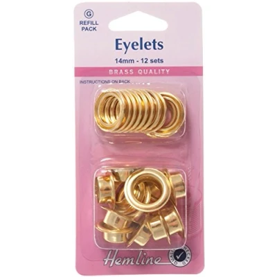 Image of Hemline Metal Eyelets Refill pack Gold per of 12