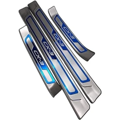 Image of Door Sill Guard Scuff Plate for Mazda CX3 CX 3 2014 2019, Stainless Car Entry Guards Cover Protector Threshold Kick Plates Welcome Pedal Styling Accessories, 4pcs
