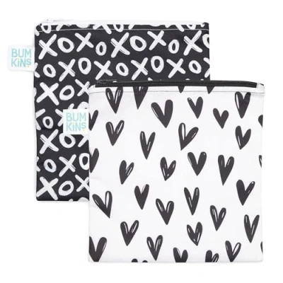Image of Bumkins SBL2 GG Sandwich Reusable Snack Bag, Polyester, XOXO &amp; Hearts Lg