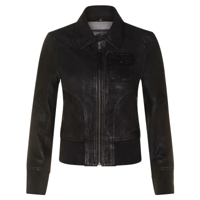 Image of Infinity Leather Womens MA 1 Varsity Jacket Ann Arbor Black Size 24 UK