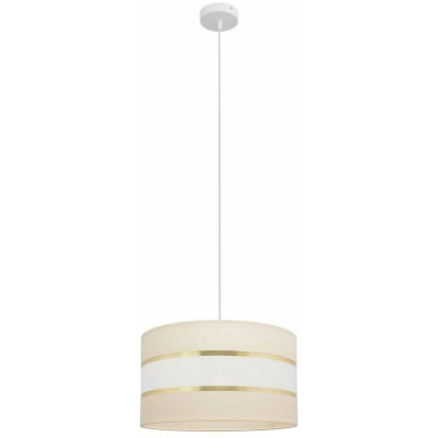 Image of Helen Cylindrical Pendant Ceiling Light Ecru, Gold, White 35cm