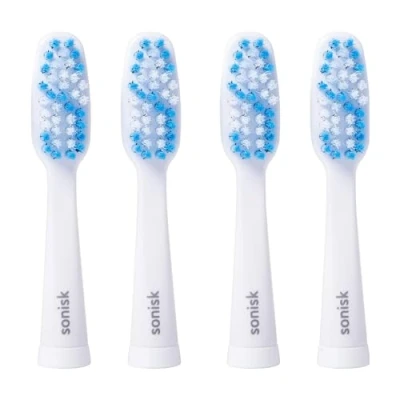 Image of Sonisk Pulse Electric Toothbrush Heads 4X Replacement for Antimicrobial Head 31,000 Strokes Per Minute
