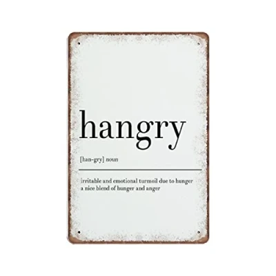 Image of DAIERCY Hangry Livingroom Kitchen Definition Tin Signs Funny Vintage Metal Sign Plaqu Poster Wall Art Pub Bar Garden Bathroom Home Decor, 140x200 mm