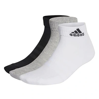 Image of adidas Performance Ankle Unisex 3 PACK Socks Medium grey heather white black, Size: 8.5 10, black