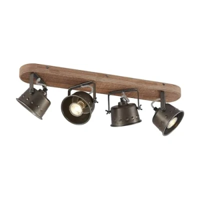 Image of Ceiling Light &#039;Rubinjo&#039; dimmable (Vintage, Antique) in Black Made of Metal for e.g. Living Room &amp; Dining (4 Sources, GU10) from Lindby floodlight, Spotlight
