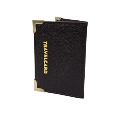 Image of AlezyB 1x Bus Pass Holder Brown Travel Card, Credit Card and ID for Men Women Soft Leather, Cases &amp; Money Organisers