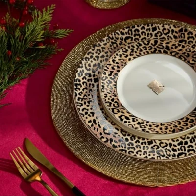 Image of Biba Beaded Placemat Set of 2 Gold One Size