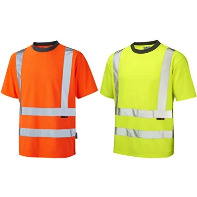 Image of Leo Workwear Braunton High Visibility 100% Coolviz Polyester Split Hem Design T Shirt, Large, Hi Vis Yellow