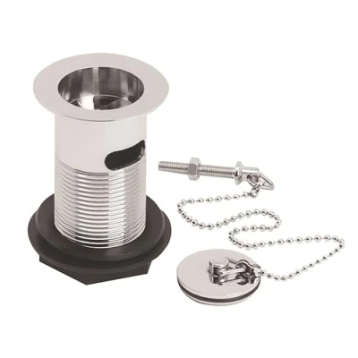 Image of Ceramic Accessories Basin Waste with Brass Plug &amp; Ball Chain Chrome