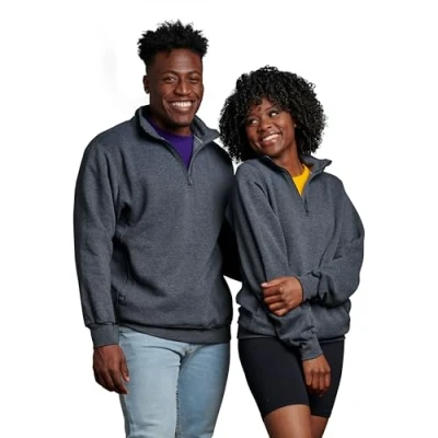 Image of Russell Athletic Men&#039;s Dri Power Fleece 1/4 Zip Cadet, Black Heather, Large