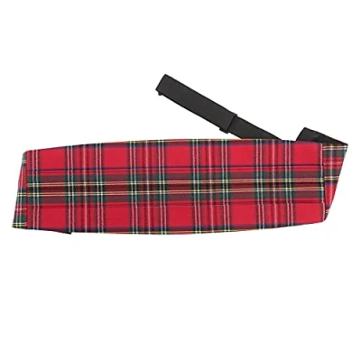 Image of DQT Mens Tartan Plaid Red Royal Stewart Adjustable Cummerbund