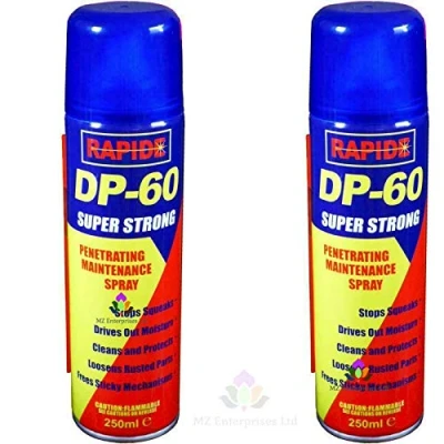 Image of HZ Rapide 250 Ml Dp60 Super Strong Penetrating Maintenance Lubricant Stop Squeeks, Drive Out Moisture Spray (2 X Cans)