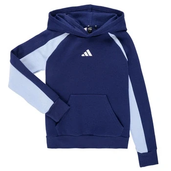 Image of adidas Unisex Kids SEASONAL ESSENTIALS COLORBLOCK FLEECE HOODIE, dark blue/glow blue/white, 11 12 Years