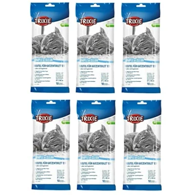 Image of 6 PACK TRIXIE SIMPLE &#039;N&#039; CLEAN BAGS FOR CAT LITTER TRAY LINERS MEDIUM 10 PCS 37 X 48 CM