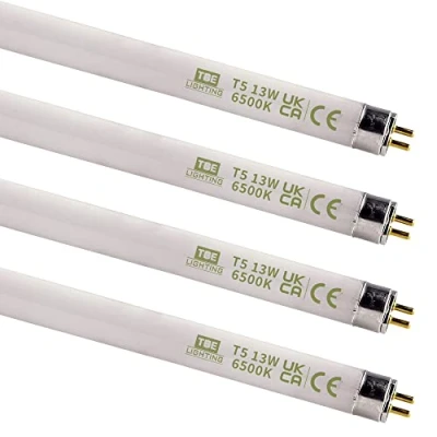 Image of TBE LIGHTING T5 13w Fluorescent Tube Lamps 517mm CFL Bulbs G5 2 Pin Base Fittings High Efficiency Lamps, Day Light White 6500K (4 Pack)
