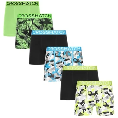 Image of Crosshatch Men&#039;s Multicoloured Boxer Shorts (6 Pack) Gift set Underwear Trunks Available in sizes: S,M,L,XL,XXL Size XXL