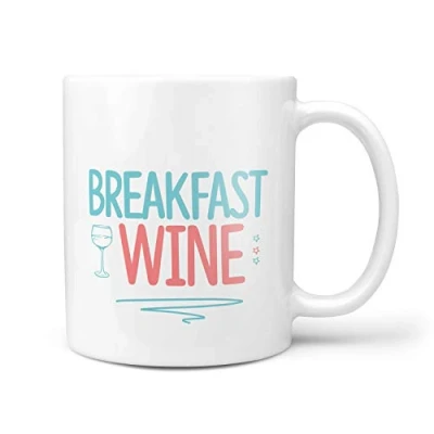 Image of TeHe Gifts Breakfast Wine Novelty 10oz Ceramic Gift Mug