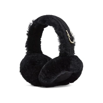 Image of Infinity Leather Ladies Black Full Sheepskin Ear Muffs Cozy and Warm Warmers