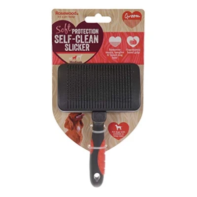 Image of Rosewood Soft Protection Self Clean Slicker for Dogs, Medium