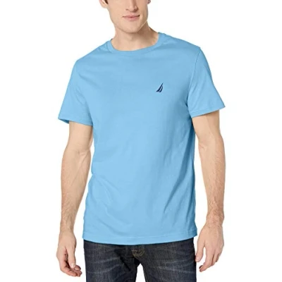 Image of Nautica Men&#039;s Short Sleeve Crew Neck T Shirt, Rivieria Blue Solid, XXXL