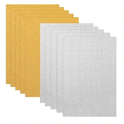 Image of Ultnice 10 Sheets A4 Glitter Paper for Crafts (Silver &amp; Gold)